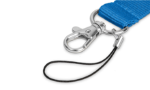 Schlüsselbänder Werbeartikel: Schlüsselband mit zusätzlicher Handyschlaufe und Ring in schwarz